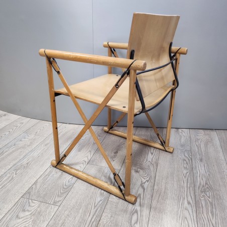 Sedia in legno tipo regista modernariato design anni 60/70