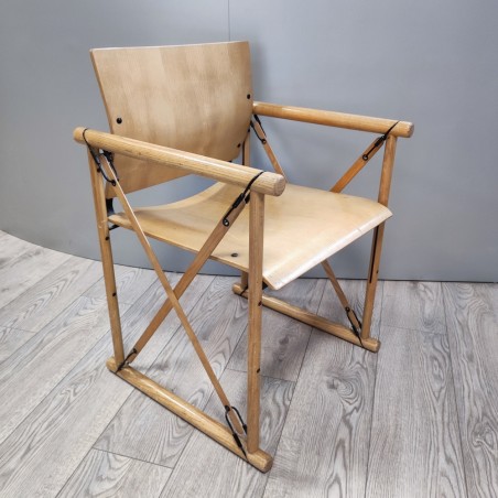 Sedia in legno tipo regista modernariato design anni 60/70