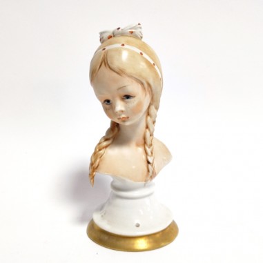 Testina in ceramica Capodimonte figura femminile 17 cm