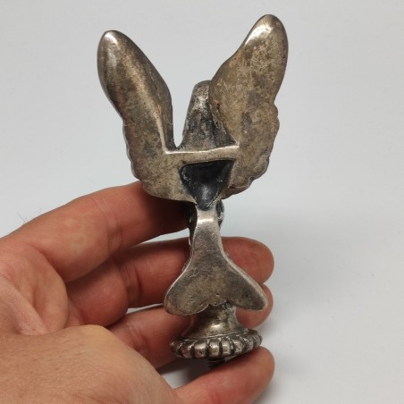Antico fregio terminale da auto con aquila ad ali spiegate h. 11 cm