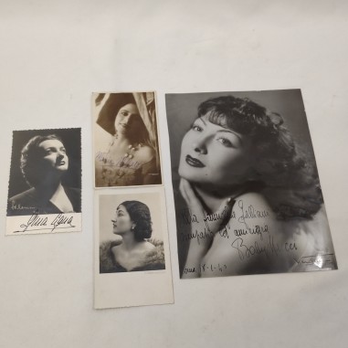 4 fotografie cantanti anni 40 con autografo
