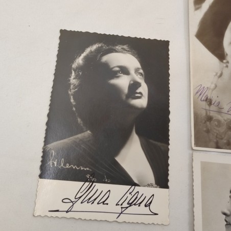 4 fotografie cantanti anni 40 con autografo