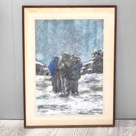 Quadro pastello su carta Enzo Grande Neve 44x63 cm 60x80 cm cornice
