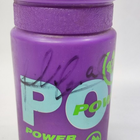 Autografo ciclista Moreno Argentin su borraccia in plastica viola