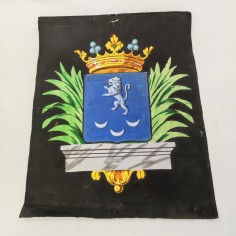 Stemma nobiliare tempera su carta periodo 1800 misure 46x58 cm