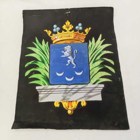 Stemma nobiliare tempera su carta periodo 1800 misure 46x58 cm
