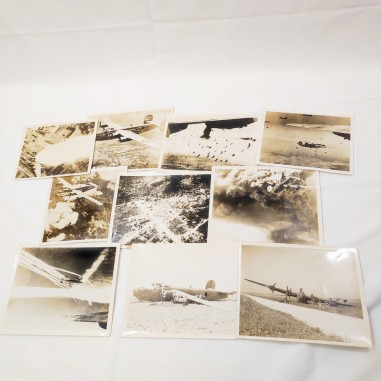 Lotto di 10 foto aeroplani USA e bombardamenti WWII