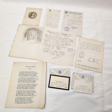 Lotto di 9 documenti ambito Principe Borromeo + disegno