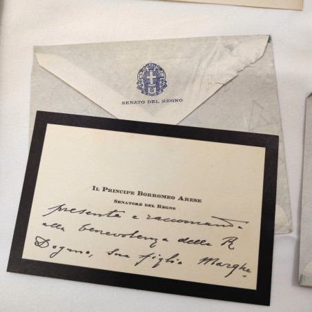 Lotto di 9 documenti ambito Principe Borromeo + disegno