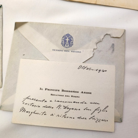 Lotto di 9 documenti ambito Principe Borromeo + disegno