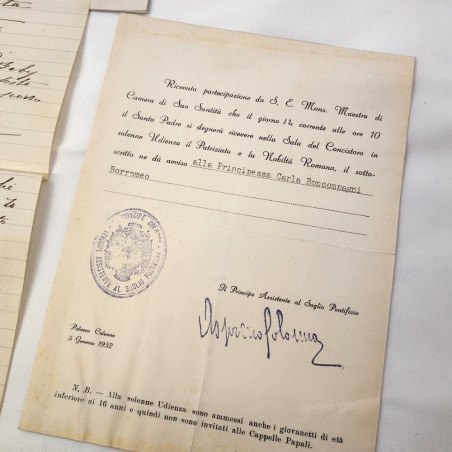 Lotto di 9 documenti ambito Principe Borromeo + disegno