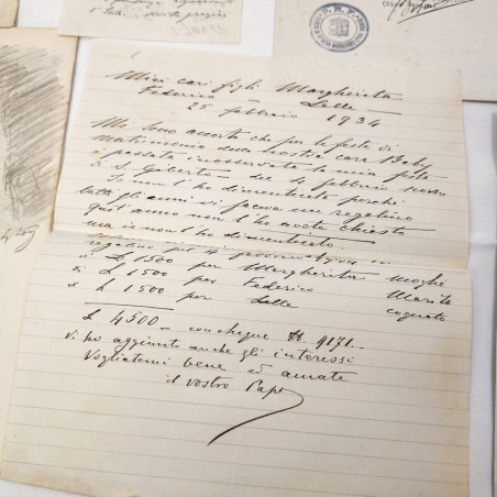 Lotto di 9 documenti ambito Principe Borromeo + disegno