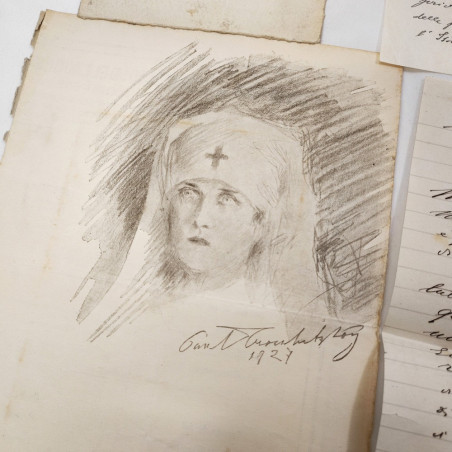 Lotto di 9 documenti ambito Principe Borromeo + disegno