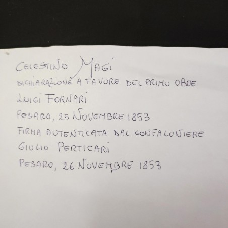 Documento originale Celestino Magi 1853 con firma autografa