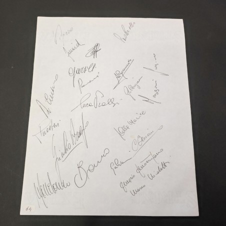 Foglio con autografi giocatori Juventus visti Vialli e Zoff