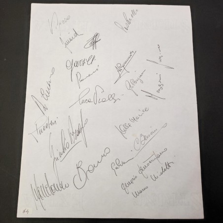 Foglio con autografi giocatori Juventus visti Vialli e Zoff