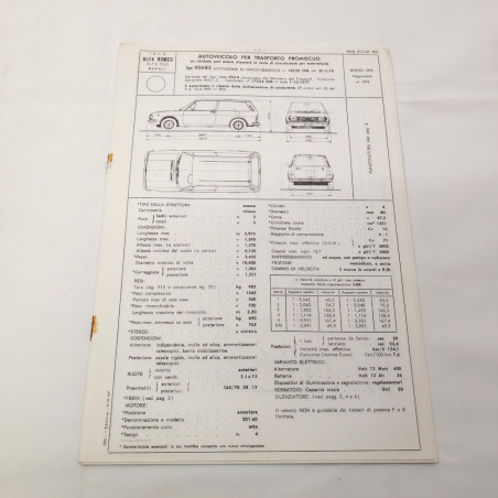 Fascicolo omologazione Alfa Romeo Alfa Sud 1978 trasporto promiscuo