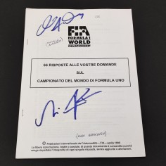 Opuscolo FIA con autografi piloti Michele Alboreto e Mika Hakkinen