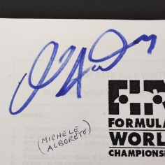 Opuscolo FIA con autografi piloti Michele Alboreto e Mika Hakkinen 2