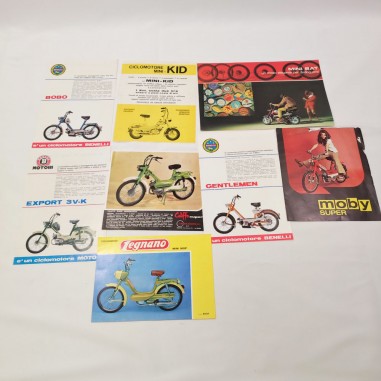 Lotto di 8 brochure ciclomotori anni 60/70 Gerelli Benelli Legnano Motobecane