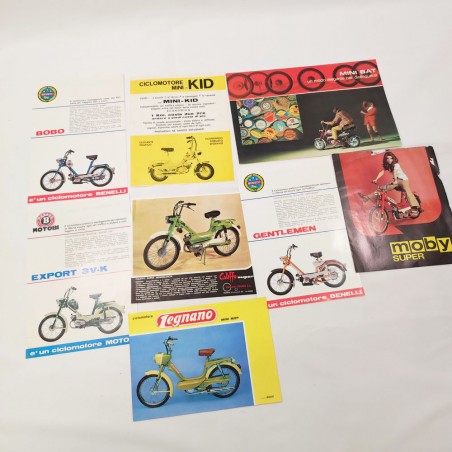Lotto di 8 brochure ciclomotori anni 60/70 Gerelli Benelli Legnano Motobecane