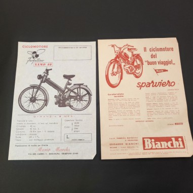 Lotto di due volantini ciclomotori Samp Farfallino e Bianchi Sparviero