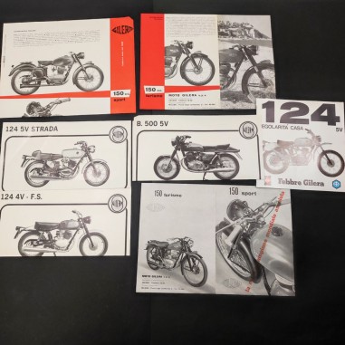Lotto di 7 brochure cataloghi moto Gilera anni 70