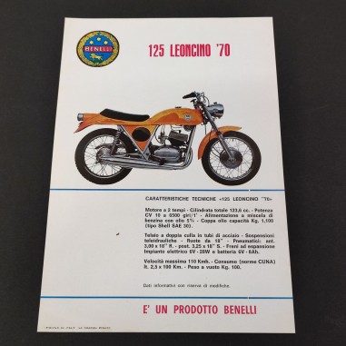Brochure moto BENELLI 125 Leoncino '70 17x24 ottima conservazione