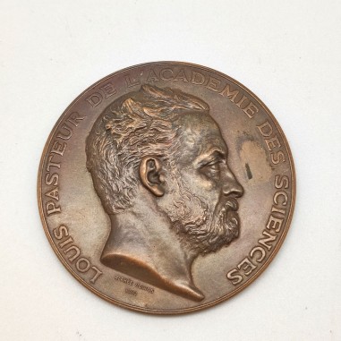 Medaglia in bronzo Alphee Dubois Louis Pasteur 1882 d. 68 mm
