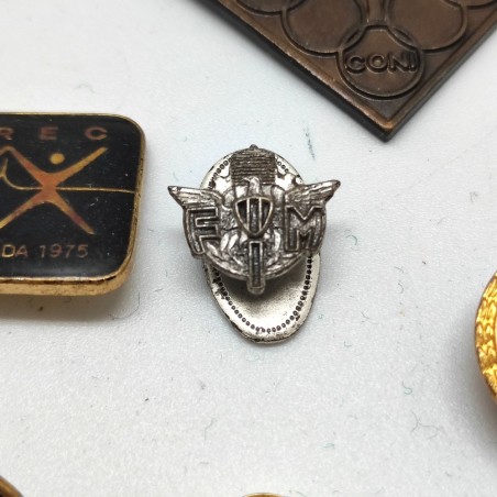 Lotto di 38 spillette pins e medaglie anni 70 in tema sportivo