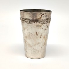 Originale bicchiere in metallo con placca Olimpiadi Berlino 1936 2