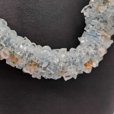 GIODORO collana donna in cristalli azzurri e verde acqua e argento