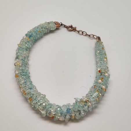 GIODORO collana donna in cristalli azzurri e verde acqua e argento
