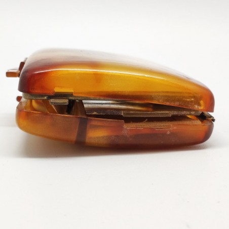Piccola scatolina porta trucchi in celluloide venata perido anni 40/50