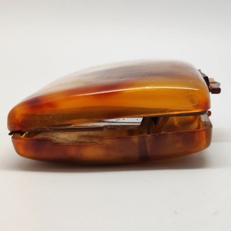 Piccola scatolina porta trucchi in celluloide venata perido anni 40/50