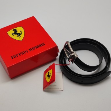 Ferrari Formula cintura uomo in pelle nera h. 24 mm nuova
