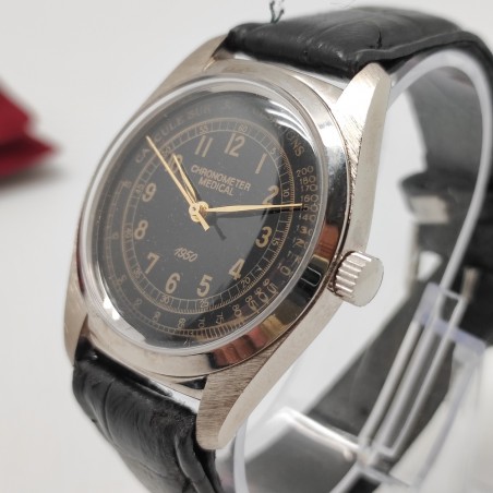 Orologio polso tipo cronometro medicale 1950 inusato movimento meccanico