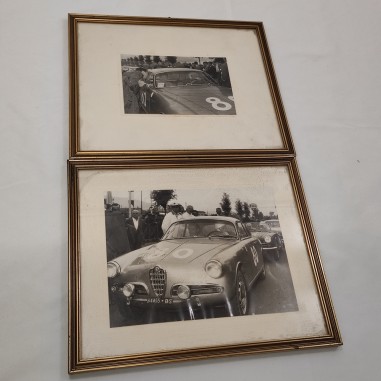 Coppia di fotografie originali Alfa Romeo Giulietta sprint 1956 incorniciate