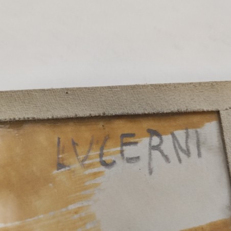 Acquerello veduta torri Asinelli e Garisenda Bologna anni 30 pittore Ugo Lucerni