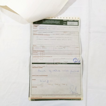Documenti denuncia infortunio giocatore Torino BERTONERI firma Luciano Moggi