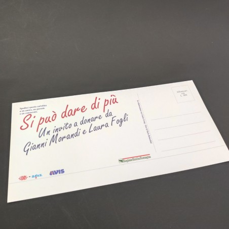 GIANNI MORANDI autografo su cartolina campagna donazione sangue