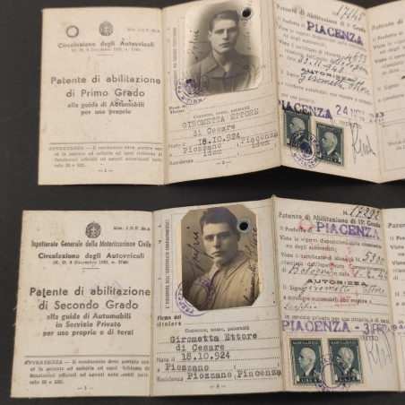 Lotto di due patenti di 1 e 2° grado 1944-1945 Sig. Girometta Cesare