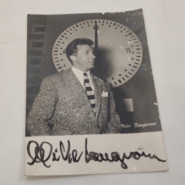 Cartolina promozionale autografata in originale Mike Bongiorno anno 1956