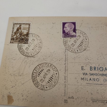 Lotto di 3 cartoline filateliche VII Giornata Filatelica Nazionale 1939