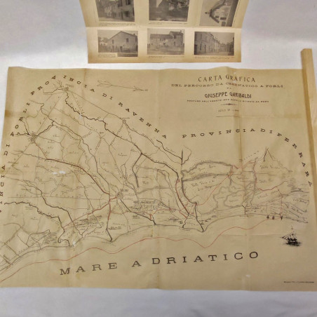 Carta grafica del percorso da Cesenatico a Forlì di Giuseppe Garibaldi