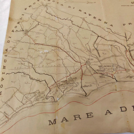 Carta grafica del percorso da Cesenatico a Forlì di Giuseppe Garibaldi