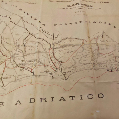 Carta grafica del percorso da Cesenatico a Forlì di Giuseppe Garibaldi