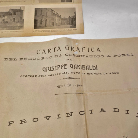 Carta grafica del percorso da Cesenatico a Forlì di Giuseppe Garibaldi