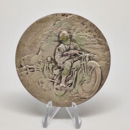 Medaglia motociclismo EDO PIACENZA campione volante d'argento 1951