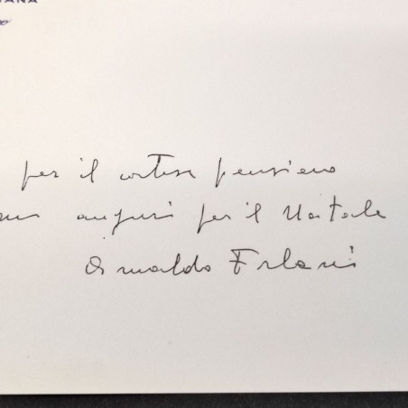 Biglietto augurale con dedica autografa ARNALDO FORLANI 1973